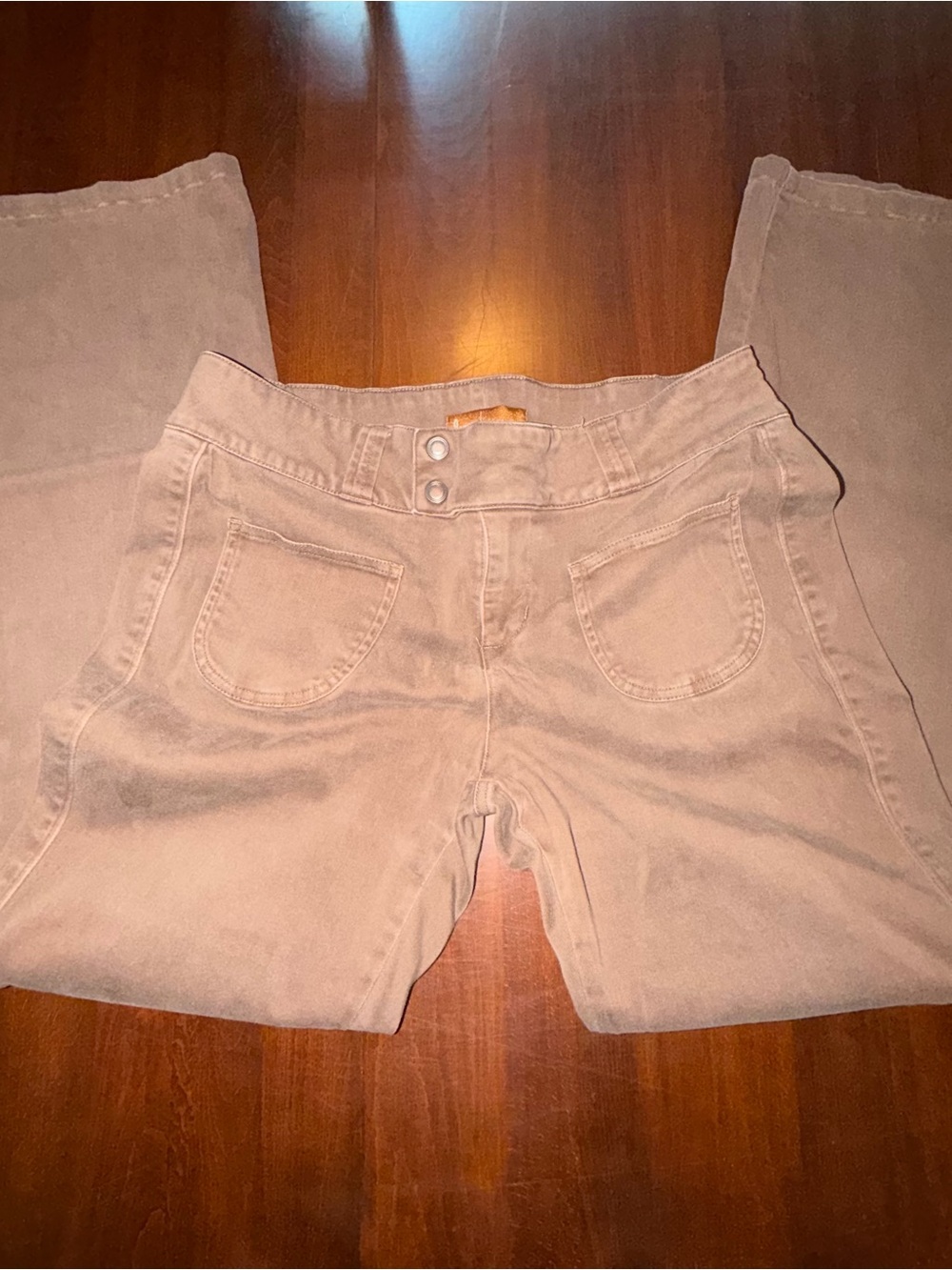 Lee One True Fit Y2K Brown Flare Jeans 11/12 Patch Pocket